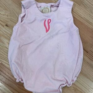 TBBC Pink corduroy bubble with Monogramed V